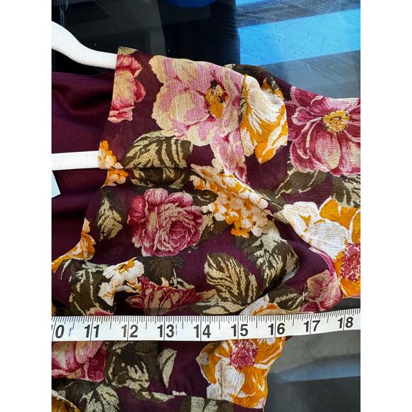 NWT En Creme Women's Bubble Sleeve Peplum Long Sleeve Floral Blouse Size Small - Picture 4 of 7